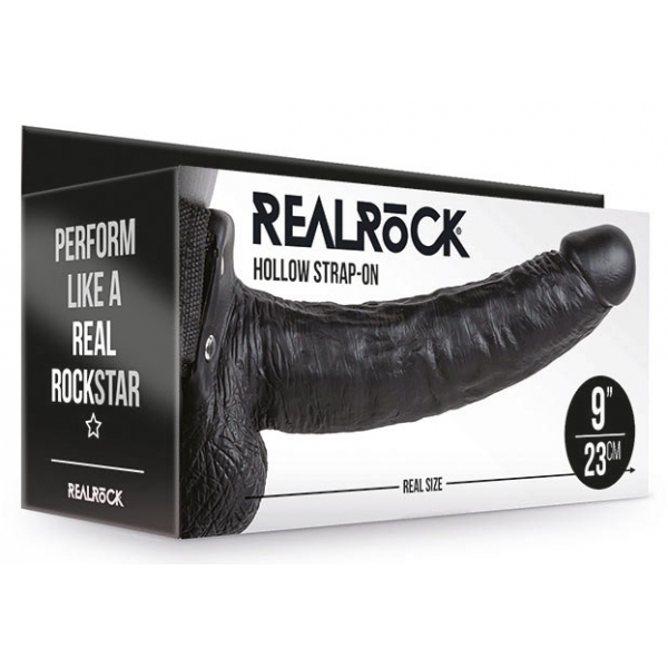 Gode ceinture creux HOLLOW STRAP ON RealRock 23 x 4.5cm Noir