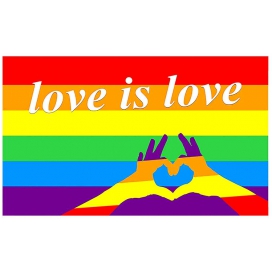Rainbow Love is Love Heart Flag 90 x 150cm