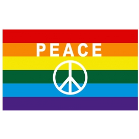Bandera con el símbolo de la paz del arco iris 90 x 150 cm