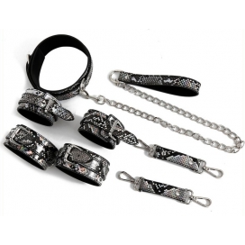 Kit Sm Snakine Halsband en Handboeien Zwart-Zilver