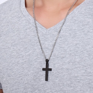 Malejewels CROSS Hanger met Ketting Zwart