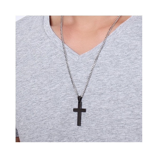 CROSS Kreuz Anhänger mit Kette Schwarz