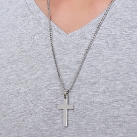 Malejewels CROSS Pendant with Silver Chain