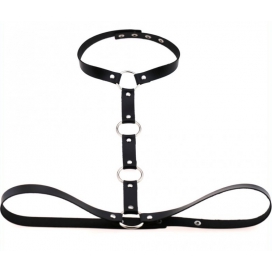 Kinky Party Waist Belt strap With Collar BLACK