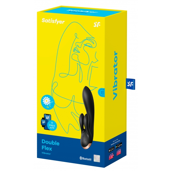 Vibro Rabbit connecté Double Flex Satisfyer 20cm Noir