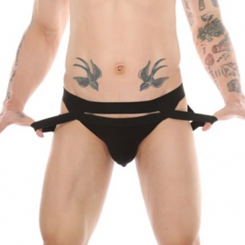 MenSexyWear Individual Hollowed-out Fashion Panty For Men BLACK
