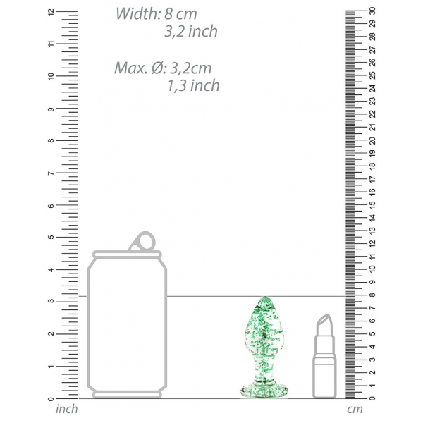 BUTT GLOW M 7 x 3,2 cm tappo in vetro fosforescente