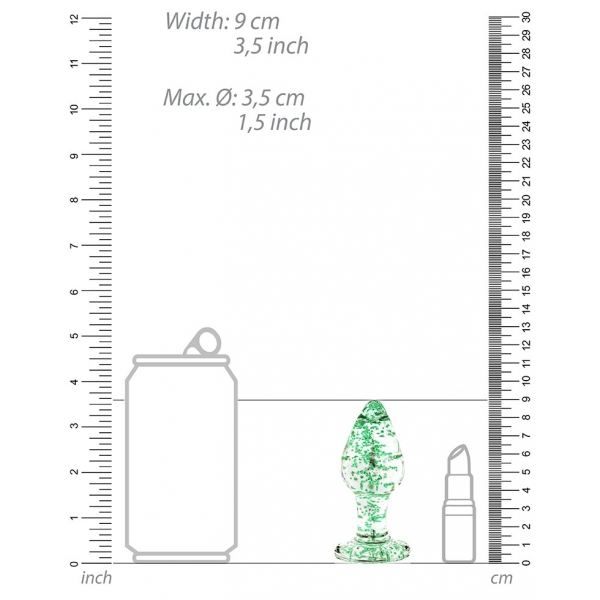 Glass plug Phosphorescent Butt Glow L 8 x 4cm
