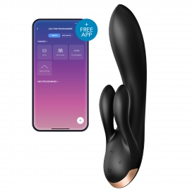 Vibro Rabbit Connected Double Flex Satisfyer 20 cm nero