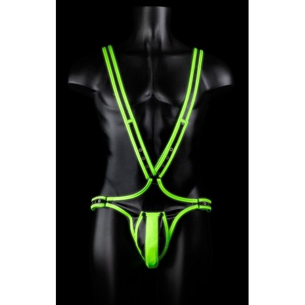 Body Glow Black-Neon Green Singlet