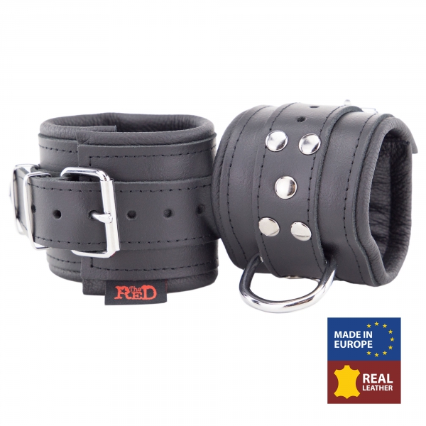 Padded leather handcuffs for wrists Black