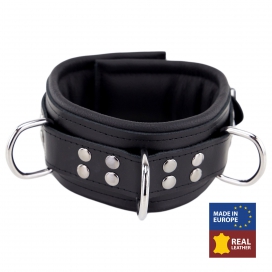The Red Padded Leather Collar with Black D-Rings