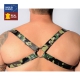 Camouflage leder harnas - CHROOM - KRUIS - DE RODE S/M