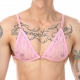 Alluring Mankini Lace Bra Adjustable For Men PINK