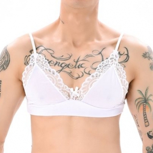 NoGenderWear Reggiseno con bordo in pizzo bianco