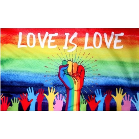Drapeau Peace LOVE IS LOVE 60 x 90cm