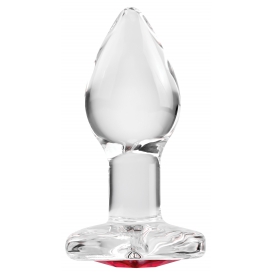 Adam & Eve Heart Gem Small Glass Jewelry Plug 6 x 2.7cm Red