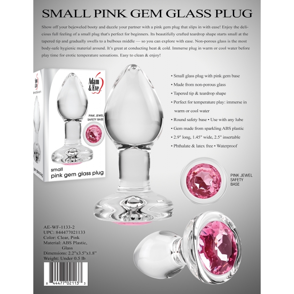 Tapón de cristal para bisutería Gem Glass Pequeño 6 x 2.7cm Rosa