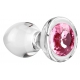 Gem Glass Jewelry Plug Small 6 x 2.7cm Pink