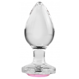 Adam & Eve Gem Glass Jewelry Plug Large 8.5 x 3.8cm Pink