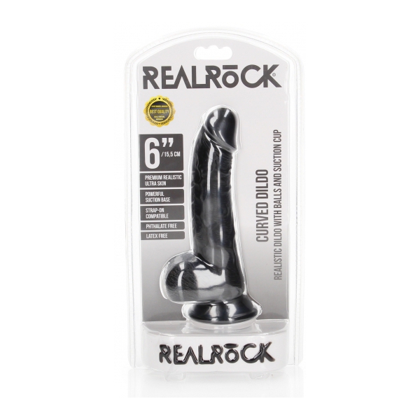 Dildo Balls Curved RealRock 12.5 x 3.6cm Schwarz