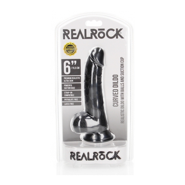 Dildoballen Gebogen RealRock 12,5 x 3,6cm Zwart