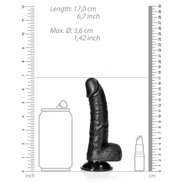 Dildo Balls Curved RealRock 12.5 x 3.6cm Black