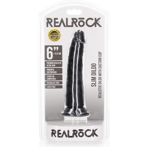 Dildo Slim Dildo RealRock 15.5 x 3.8cm Schwarz