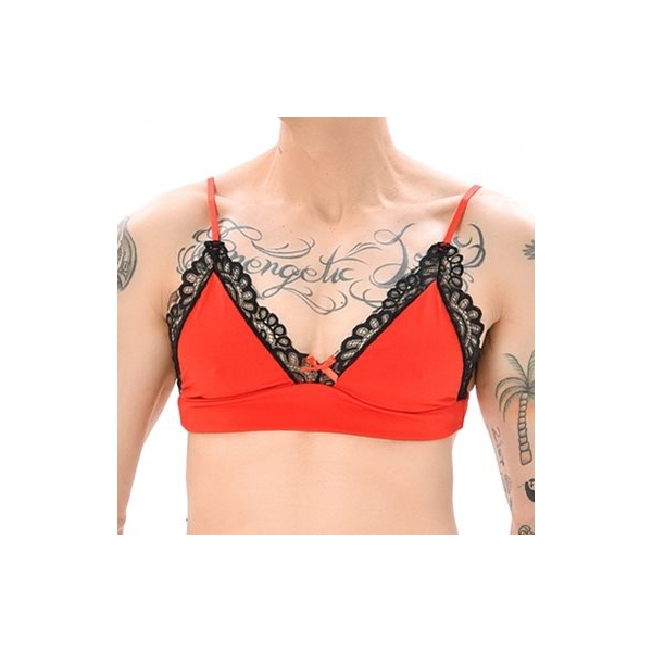 Reggiseno con bordo in pizzo rosso-nero