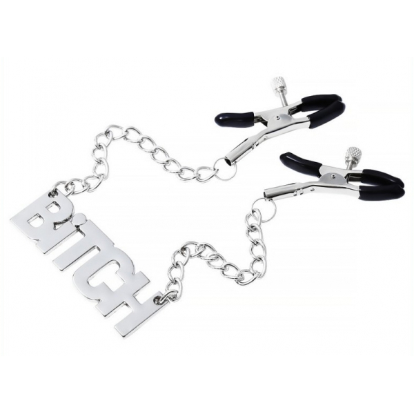 Nipple Clamp With Chain - Bitch