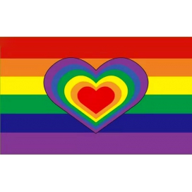 Bandiera con cuore arcobaleno 90 x 150 cm