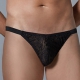 Tanga de encaje de leopardo Allure Negro