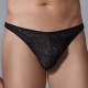 Tanga de encaje de leopardo Allure Negro