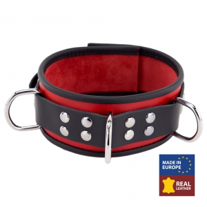 The Red Lederhalsband 3 Ringe D Rot-Schwarz