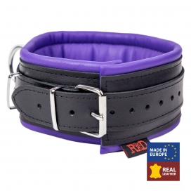 Gepolstertes Halsband aus Leder 3 Ringe D Violett