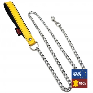 The Red Leash with leather handle 1m Yellow