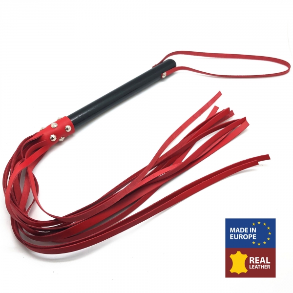 MARTINET ROOD LEDEREN HANDLEP - 78cm - HOUTEN HANDLEP