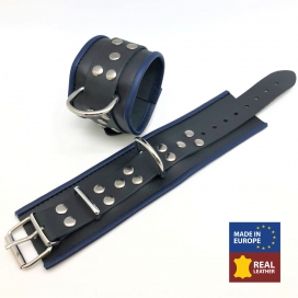 Leather handcuff - Black/Blue