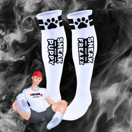 SneakFreaxx Calcetines altos de tubo Puppy Blanco-Negro