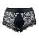 Men Transparent Lace Back Bandaged Boxers BLACK