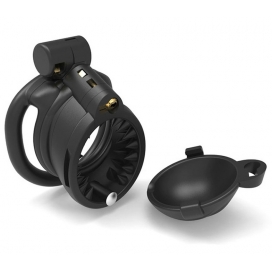 Spike Plastic Chastity Cage BLACK FLAT RING