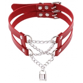 Joy Jewels Double Lock Pendant Necklace RED