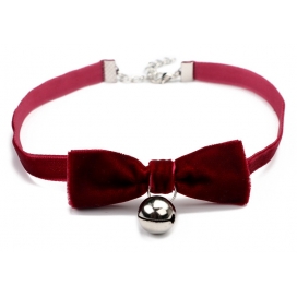 N338 Bow With Ring Christmas Collar RED 002
