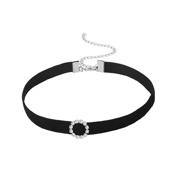 Diamond Circle Necklace Black