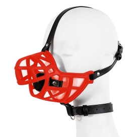 Kinky Puppy Muzzle Strap Hoods With Mouth Gag RED