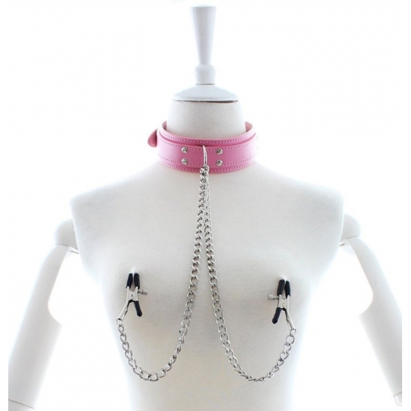 Halsband mit Nippelklemmen Nip Collar Rosa