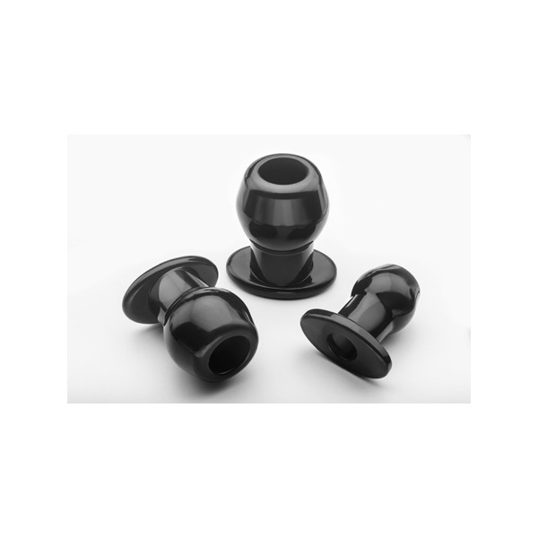 Ass Tunnel Plug in silicone nero medio 7 x 5,2 cm