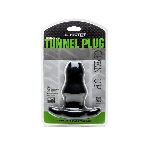 Double Tunnel Plug Noir Large12 x 7 cm