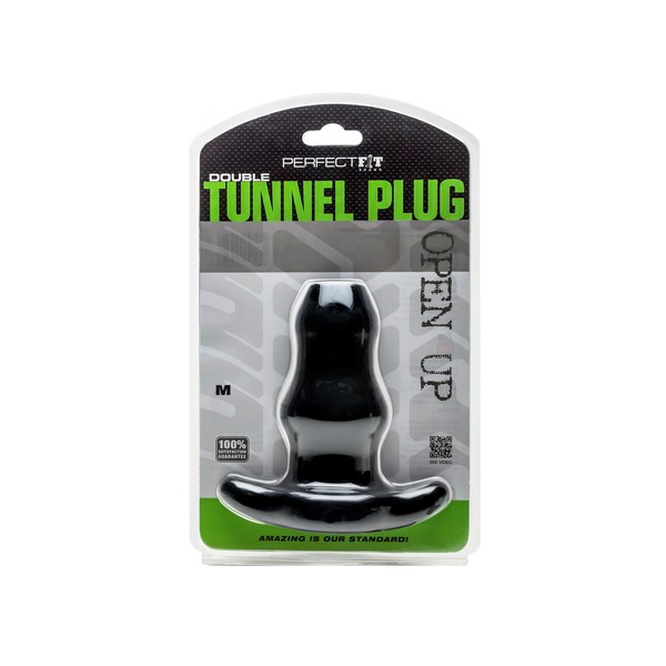 Double Tunnel Plug Black Medium 9.5 x5.2 cm