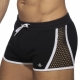 Black-White Striped Mesh Short